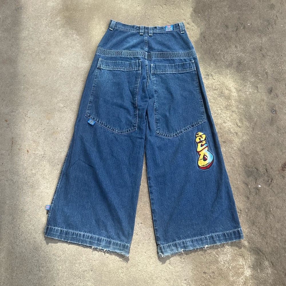 2000’s / vintage JNCO Jeans Wide Leg Skater Baggy Y2K Denim Pants Emo Graffiti